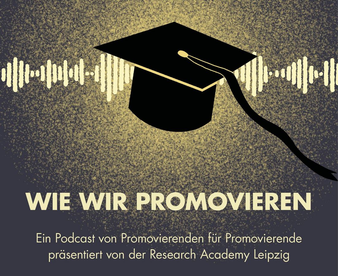 zur Vergrößerungsansicht des Bildes: Logo-Illustration des Podcasts Wie wir promovieren – Ein Podcast von Promovierenden für Promovierende präsentiert von der Research Academy Leipzig