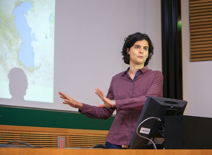 Professor Irene Coin holding a lecture