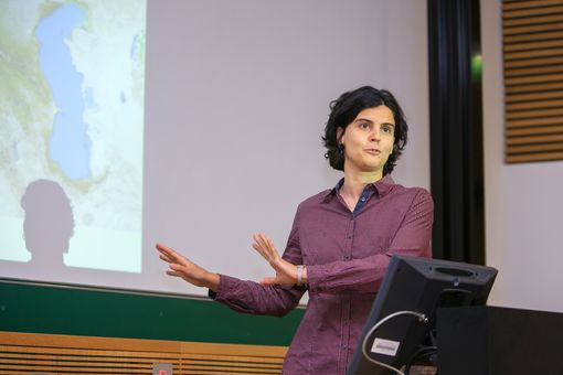Professor Irene Coin holding a lecture